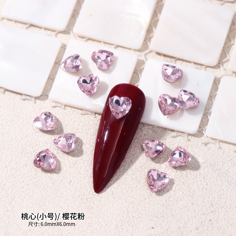 고품질 소녀 핑크 복숭아 하트-[6*6MM]