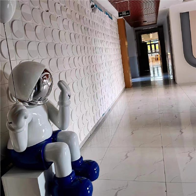 Pu Componente de reloj Ladrillo geométrico 3D Componente tridimensional Ladrillo redondo grande Ladrillo cultural ligero pared de fondo Decoración de cabeza de puerta de piel de piedra