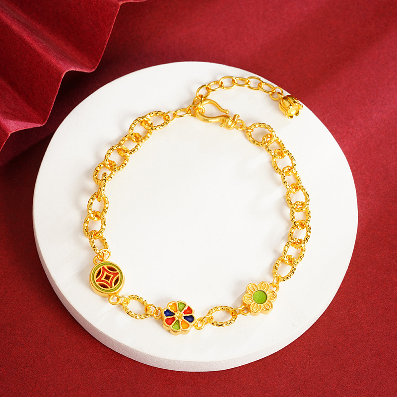 Nuevo estilo chino vietnamita estilo nacional retrógrado de arena flor de morera pulsera lujosa no se desvanece joyas de mujer