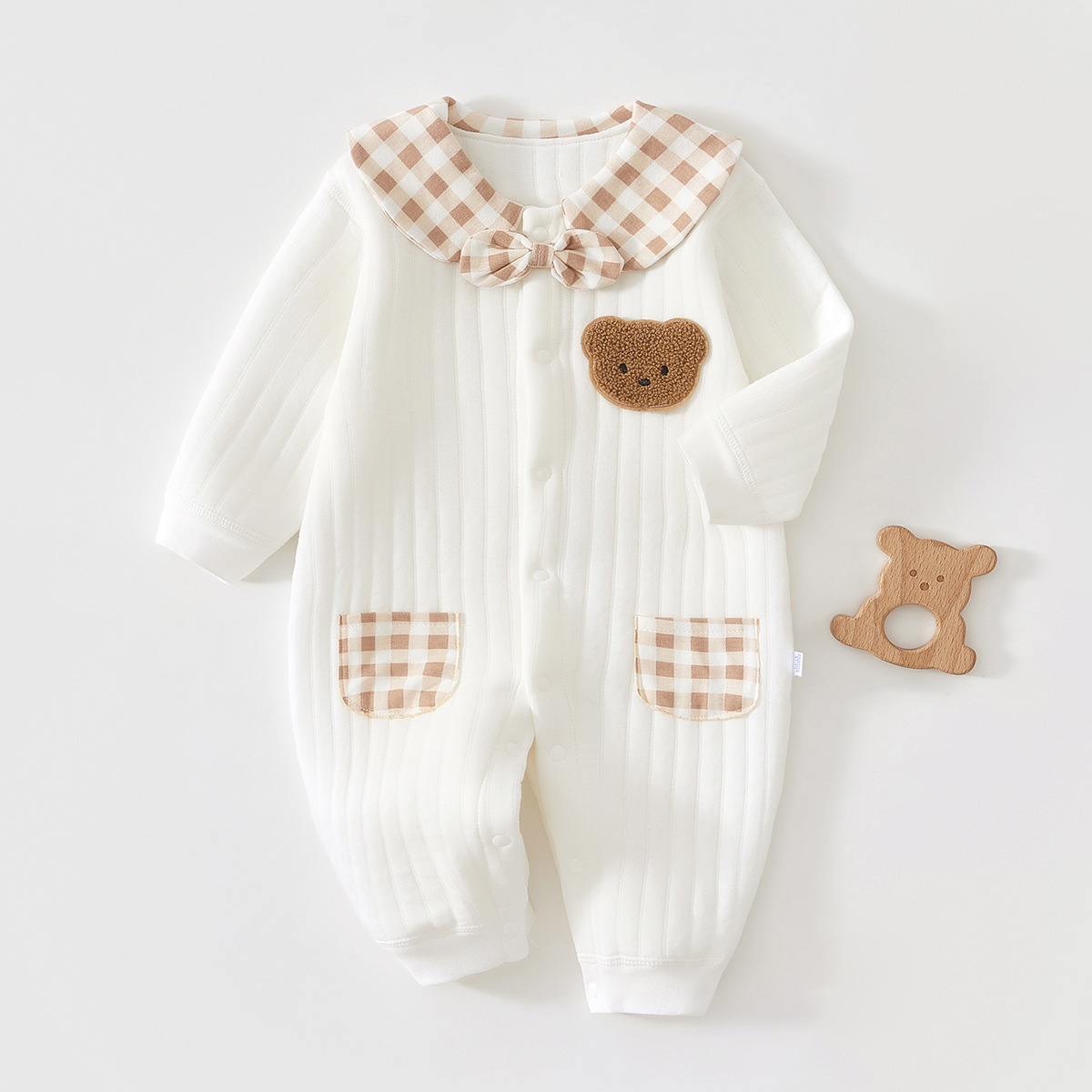 Baby Jumpsuits, Spring and Autum Newborn Pure Cotton Clothes, Male and Female Babies, Daytime Quilted Winter Warm Clothes and Crawling Clothes