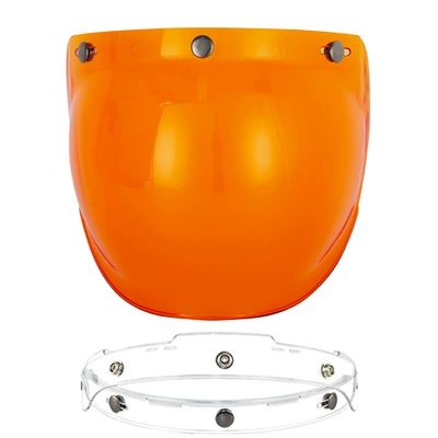 Three-Button Helmet Retro Sun Protection, Motorcycle Safety Supplies - amber-with-transparent-bracket
