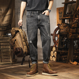 511# Large Size Men's Spring and Summer New Retro Jeans Men's Daniel Style Ripped Loose Foot Pants Trendy