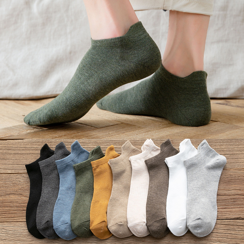 Socks Men's Summer Thin Breathable Socks Ear Protection Ankle Sports Cotton Socks Moisture Absorbent Solid Color Cotton Socks Wholesale