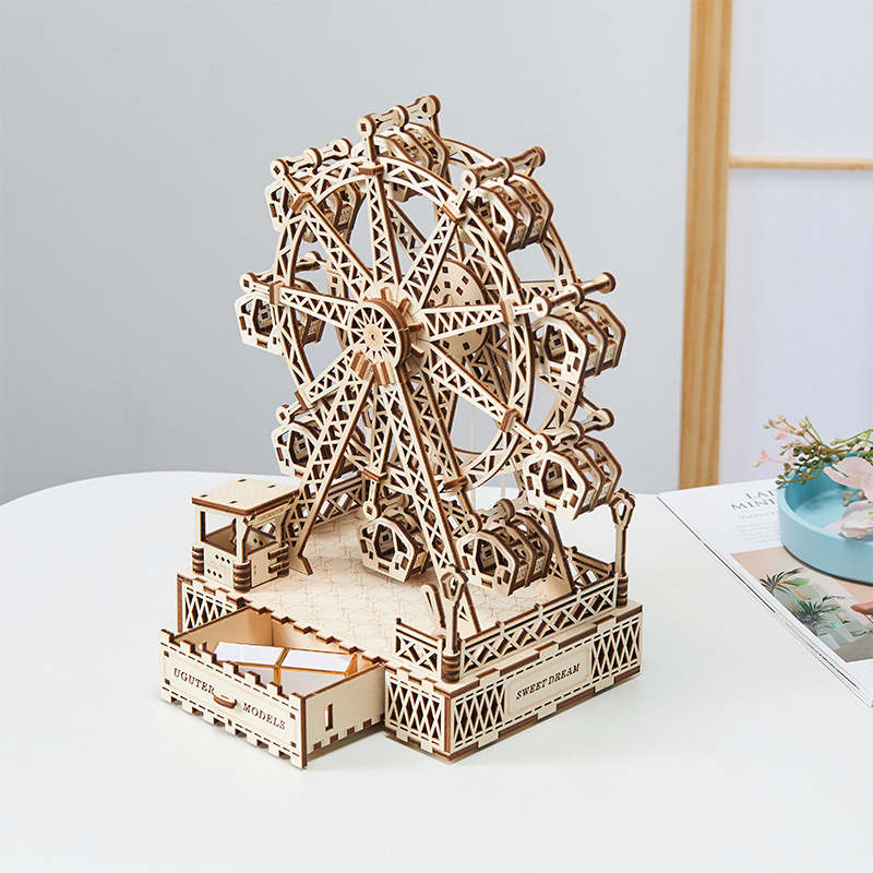 Source manufacturer Music Ferris wheel 3D three-dimensional puzzle wooden toys educational assembly toys DIY creative toys