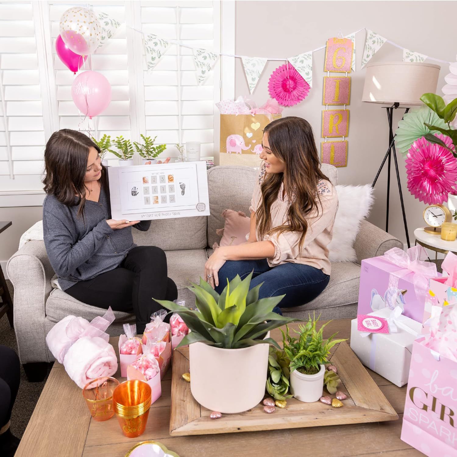 Recién nacido marco conmemorativo madera caja de tinta creativa decoración bebé marco de fotos conmemorativa colgando marco de fotos