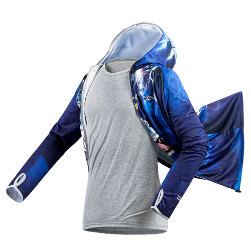 Chao Yu Fishing Sunscreen Suit for Men, Ice Silk Drop Fishing Summer Breathable Ultra-Thin Mosquito Proof Fishing Clothes Set, Sun Protection Jacket