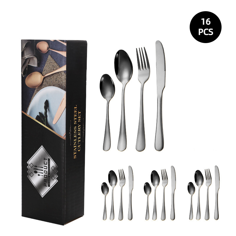 Juego de vajilla de acero inoxidable de Amazon transfronterizo 1010 Cuchillos, tenedores y cucharas de comida occidental Juego de 24 piezas Cuchillos y cucharas de bistec