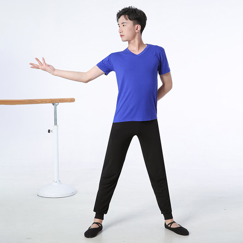 Dance wear practice wear men's loose student body suit modern dance Latin dance wide leg straight modal suit