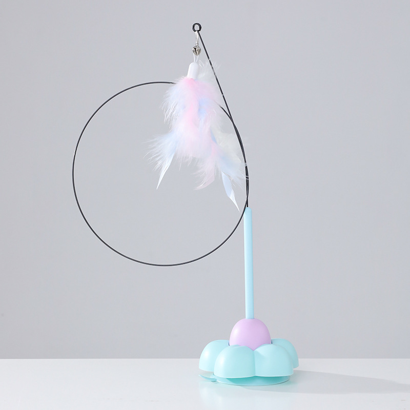 Juguete para gatos, palo para gatos divertido, ventosa potente, alambre de macaron, palo para gatos divertido, fijo, juguete para gatos de mano