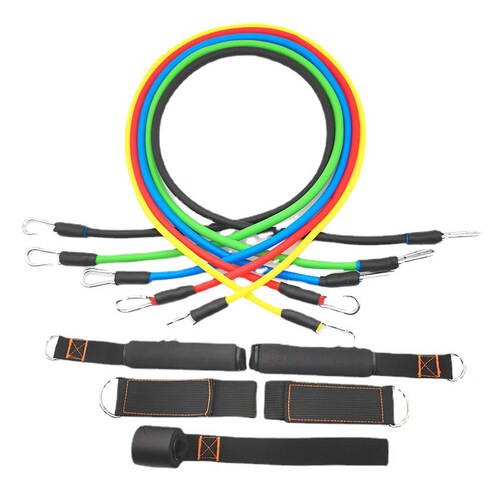 [Cross-border hot sale] 11-piece set of TPE tensioners, tension ropes, muscle training, elastic ropes, fitness equipment