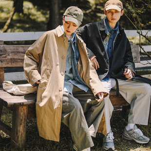 2021 Japanese Retro Style Mid-length Work Coat Men's and Women's bf Loose Original Trendy Brand Stacked Couple's Coat Autumn