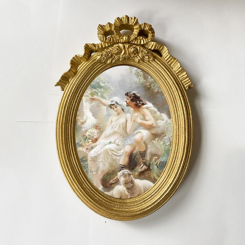 Retro wall photo frame for bedroom with bow