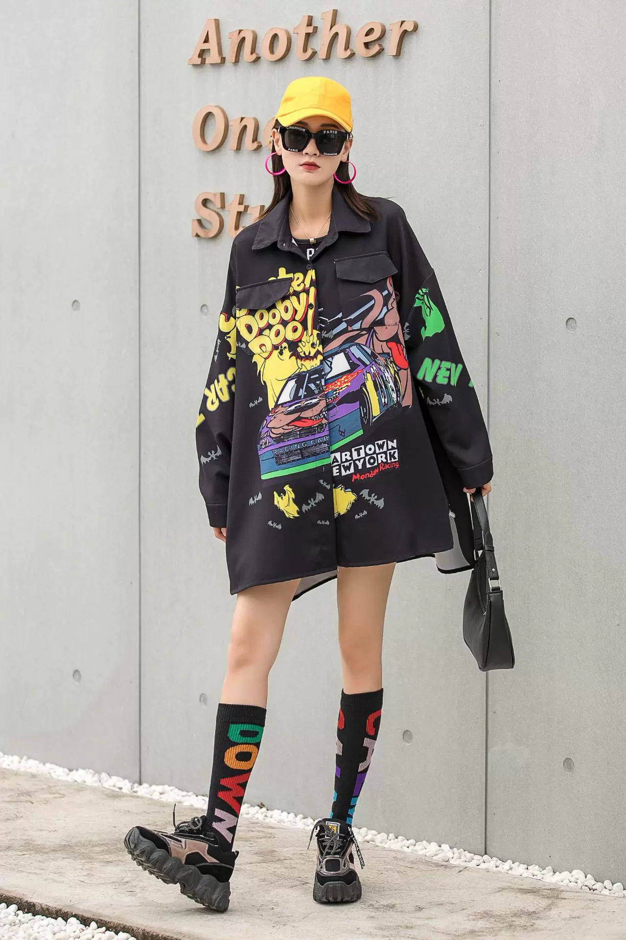 Женская рубашка с граффити в стиле ретро, дизайнерская ниша в гонконгском стиле, весна-осень, женский топ с длинными рукавами, универсальная рубашка, мода в Instagram