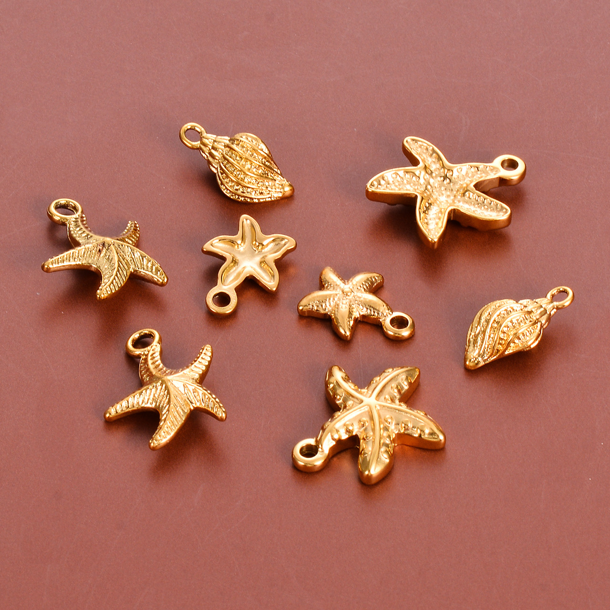 A Pack Of 6 Casual Beach Starfish Conch Stainless Steel Plating Jewelry Accessories display picture 6