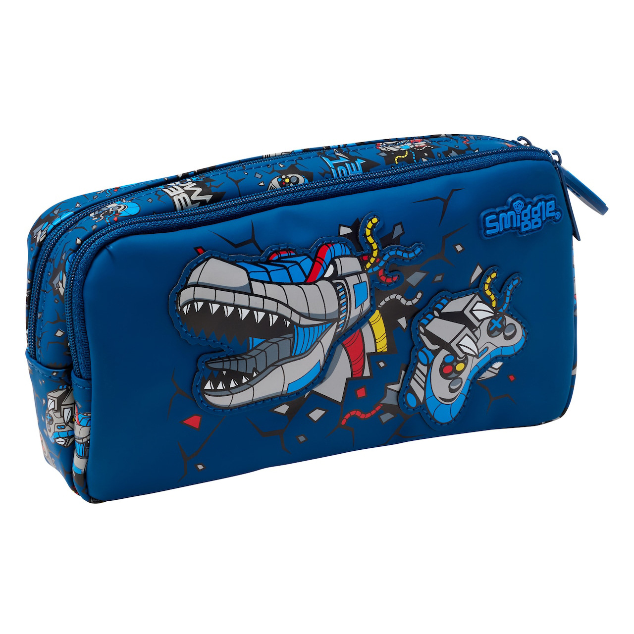 Blue double-layer pencil case