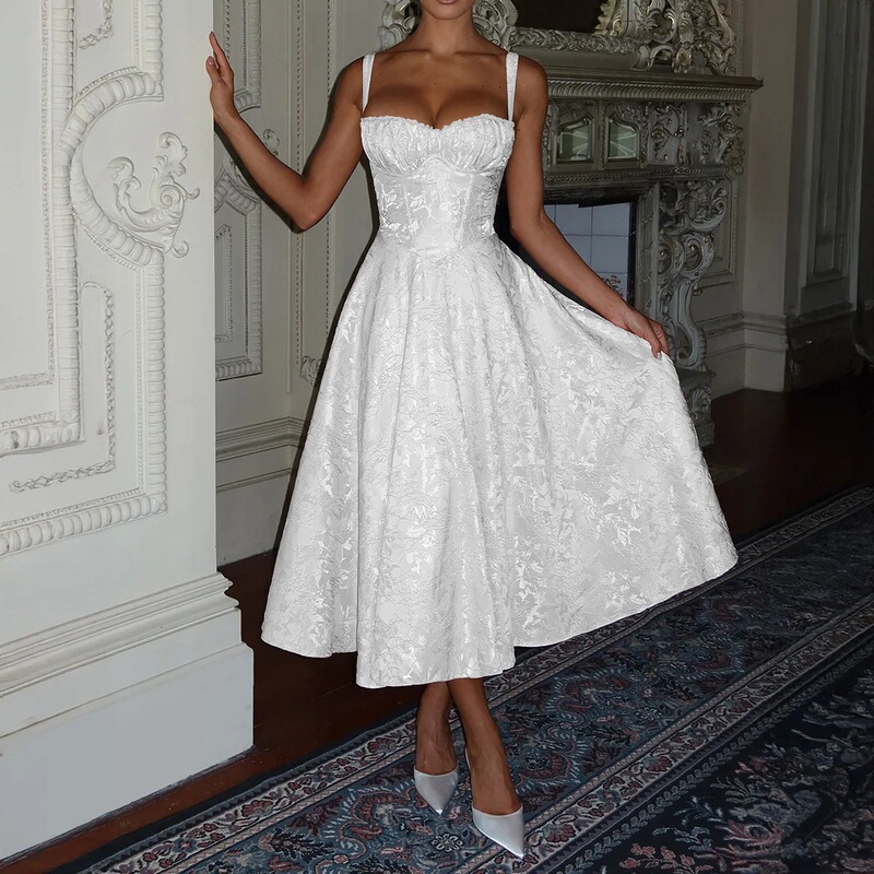2026 New Foreign Trade Amazon Sling Dress, Light Luxury Small Formal Dress for Banquets, Weddings, and Balls, Elegant Mid-Length Gown