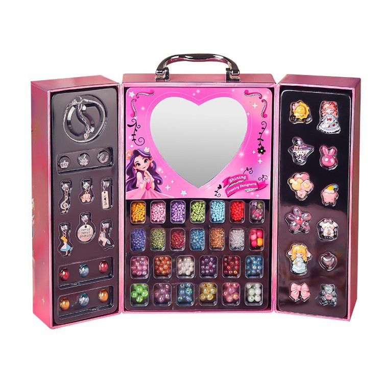 Juguetes de bricolaje hechos a mano con cuentas para niños princesa con joyas caja de regalo para niñas caja de video regalo de cumpleaños transfronterizo