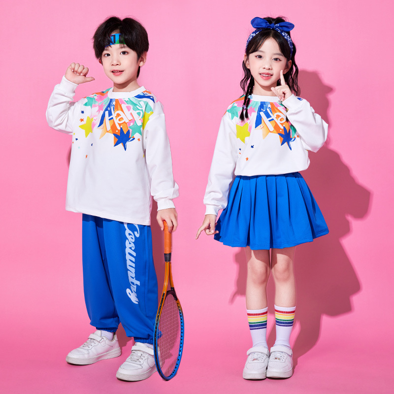 小学生运动会开幕式合唱团体表演服装儿童啦啦队演出服幼儿园班服