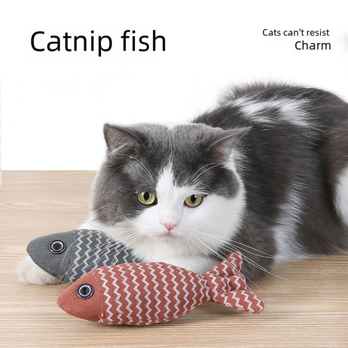 Simulation fish cat toy plush toy catnip cat teaser toy jute chewable teeth grinding pet supplies wholesale