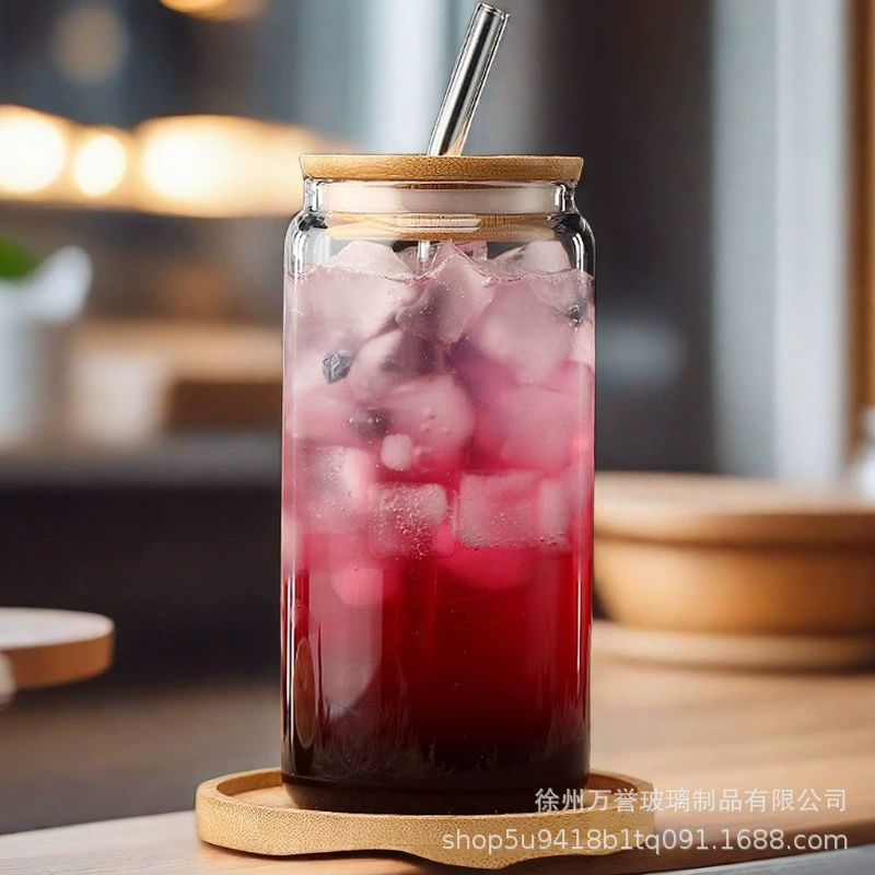 Amazon Cola Cup Бамбуковая крышка соломка стеклянная чашка сетка красная стеклянная чашка для воды temu трансграничный 16oz пиво кофе чашка