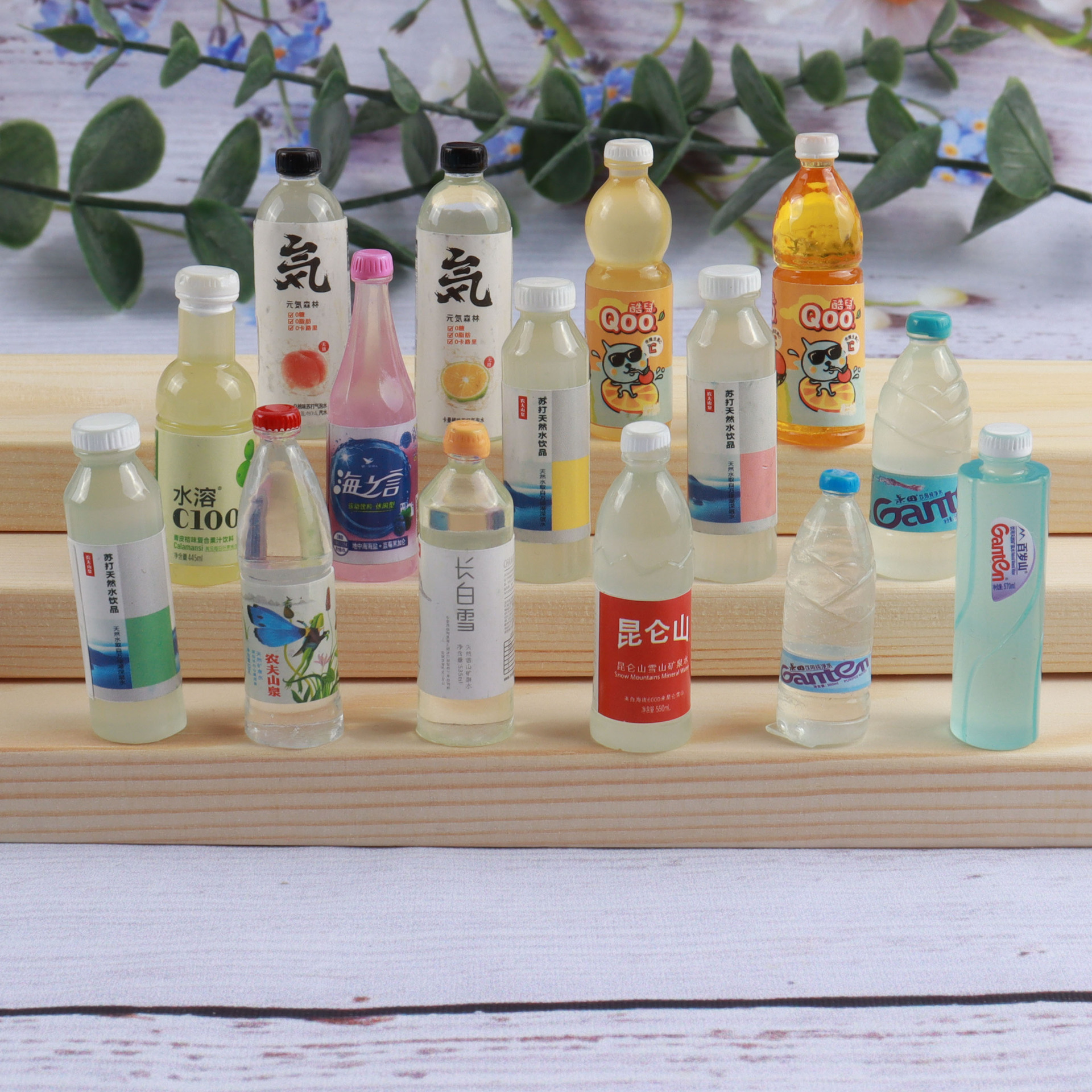 樹脂仿真迷你飲料礦泉水小瓶子 diy手機殼吊墜髮夾裝飾材料批發