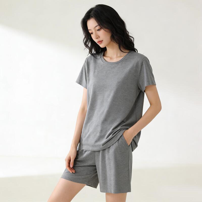 【Multiple Styles】Women's Cotton Pajamas, New Summer Collection, Women's Solid Color Fashionable Simple V-Neck Loungewear