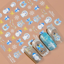 Redanco5D浮雕ins网红美甲贴纸贝壳光圣诞节雪人立体指甲贴He1315