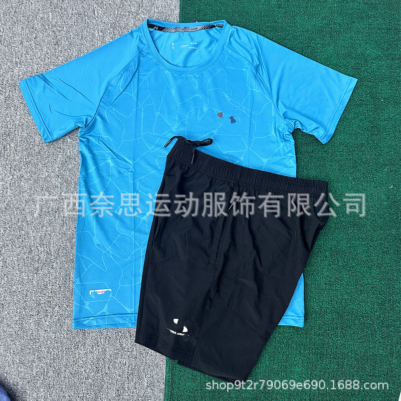 外贸批发运动训练男士休闲健身套装男宽松薄款篮球速干跑步套装男|undefined