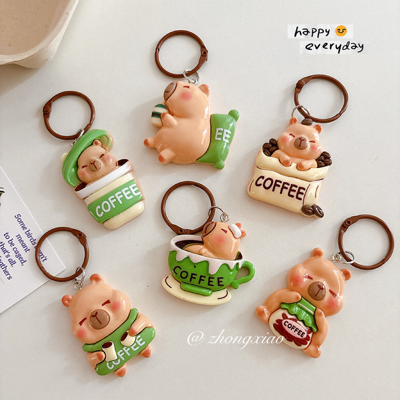 Cartoon Large Coffee Kabi Bala Key Ring Pendant Cute Backpack Hanging Ornaments School Bag Accessories Student Gift