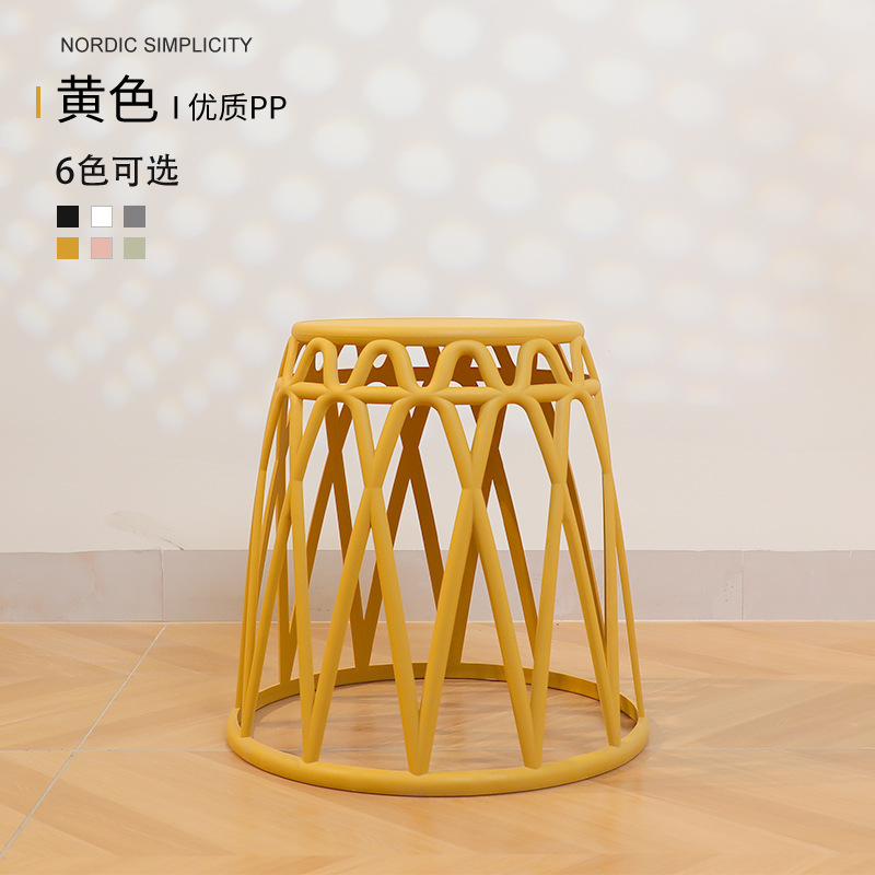 Moderno minimalista nórdico redondo taburete engrosada silla hogar adulto ocio silla de plástico respaldo taburete ligero apilamiento