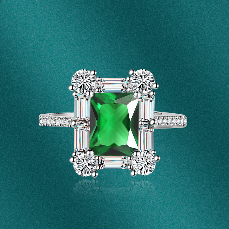 Fashion Rectangle Copper Plating Zircon Open Ring 1 Piece