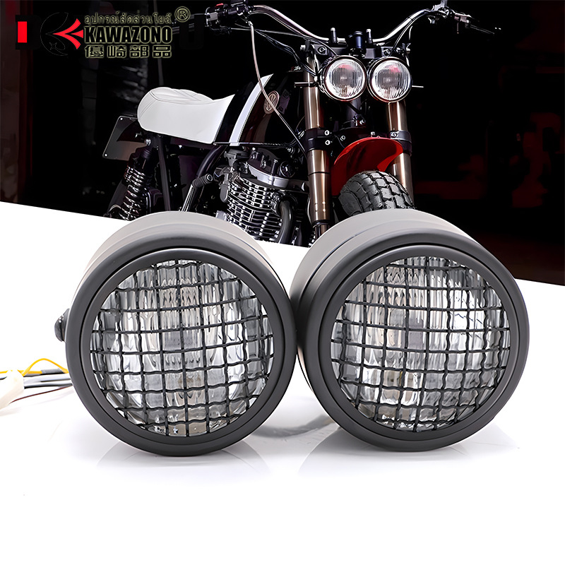 Cross-border manufacturer direct supply motorcycle headlight Harley retro modification accessories universal mesh spotlight floodlight high beam