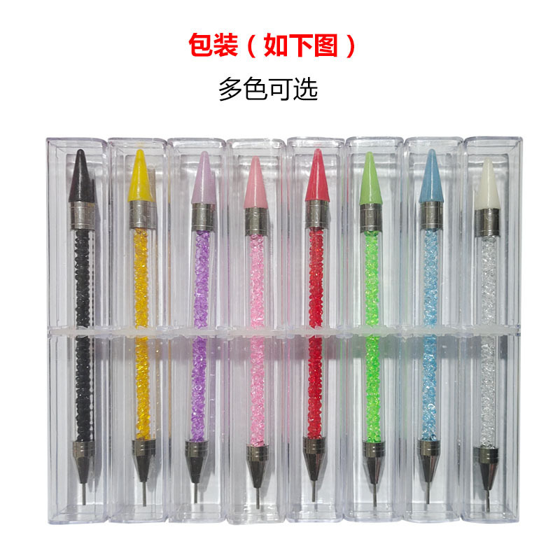 Nail Art Crayon Dot Drill Pen Double-Ended Embossed Pen Silicone Pen Dot Drill Crayon Multi-Functional Adhesive Diamond Manicure Tool