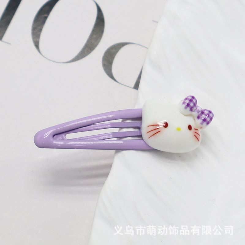 나비 리본 고양이 BB핀 보라색