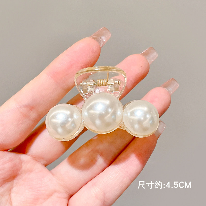 Pinza para el cabello de perlas de temperamento francés para mujer, flequillo lateral con sentido avanzado, cabello roto simple, clip de pico de pato de una palabra, horquilla, tocado