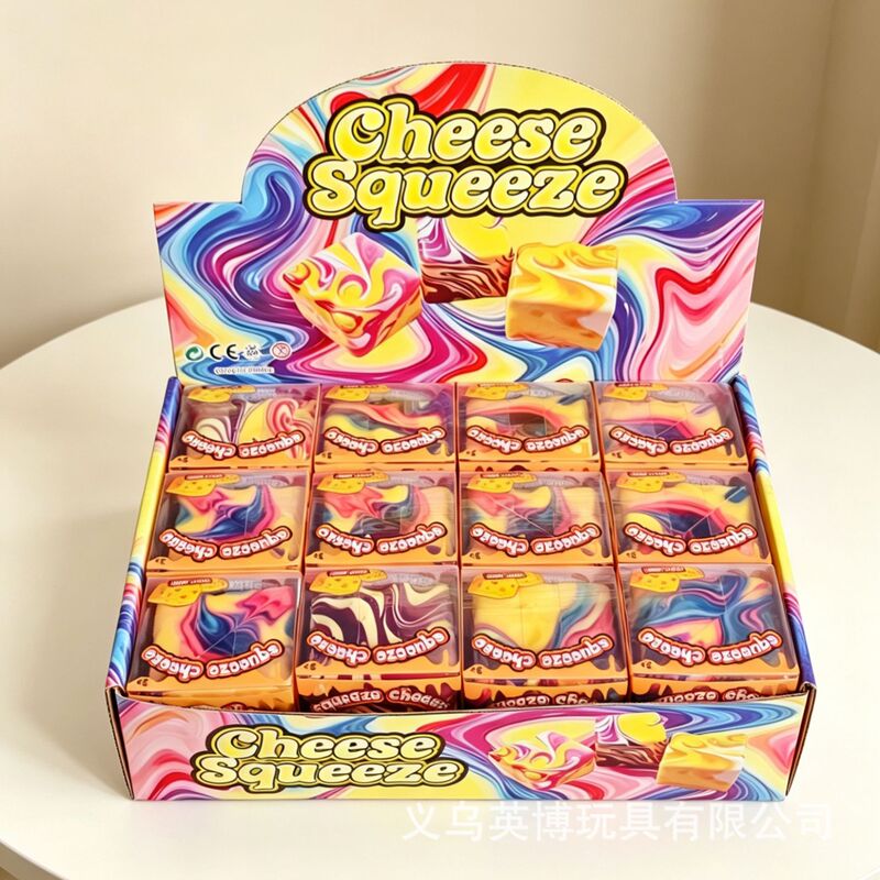 Cross-Border Flow-Patterned Cheese Squishy Toy Pu Slow Rebound Wholesale Ultra-Soft Elastic Stress-Relief Ornament Soft Sticky Toy