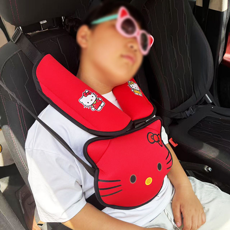 Cat Head Auxiliary Safety Belt Limiter Holder, Car Kids Safety Belt Adjustment Anti-Stranglehold Shoulder Protector