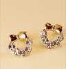 Earrings from pearl, accessory, Korean style, flowered, wholesale