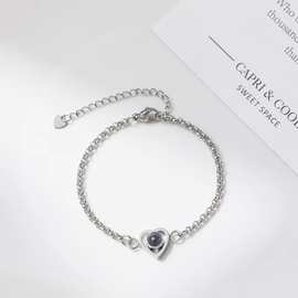 钛钢不掉色投影手链100种语言我爱你韩版简约女饰图片投影 定 制