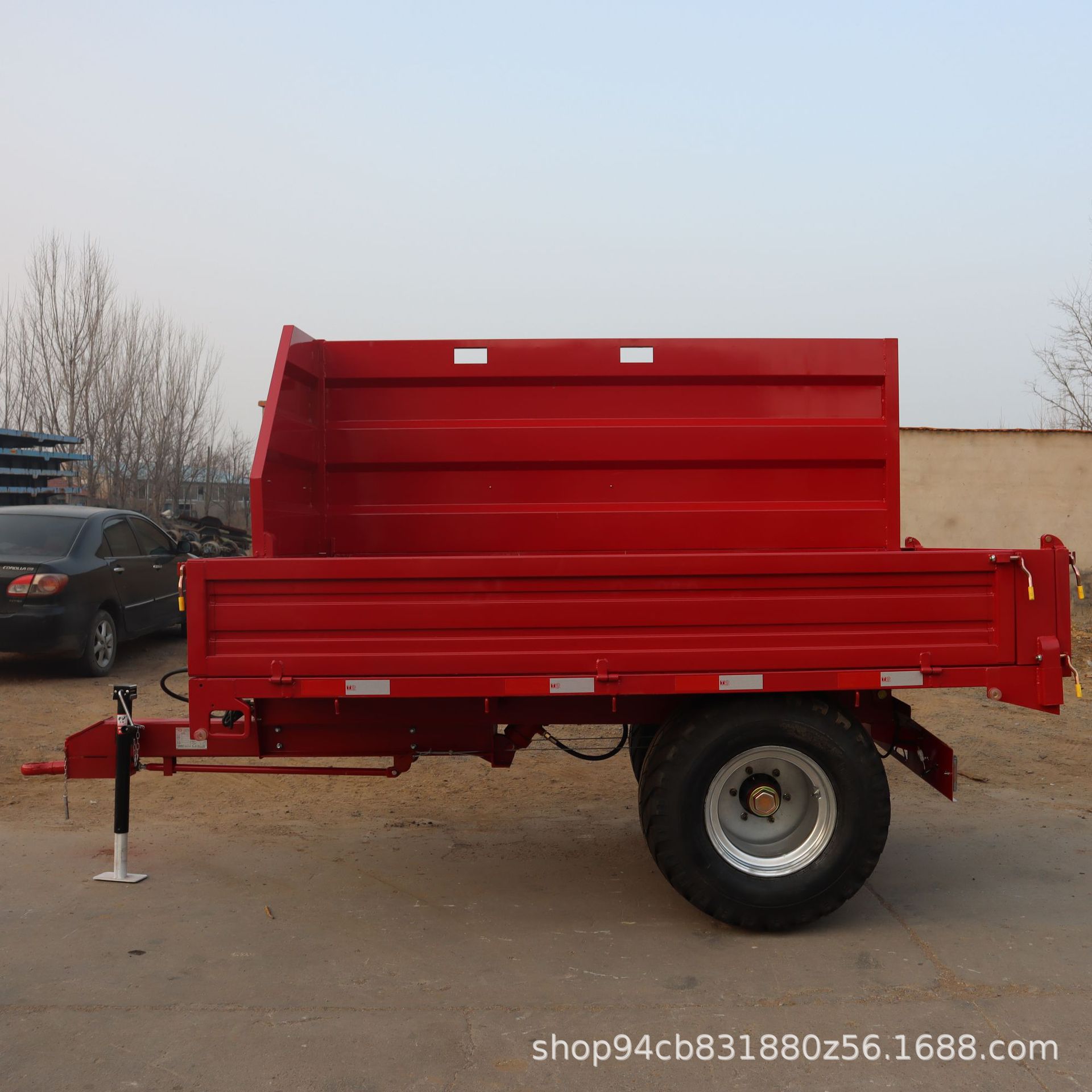 单轴四轮箱板拖车斗农用自卸拖车物料运输侧翻后翻牵引式拖挂车