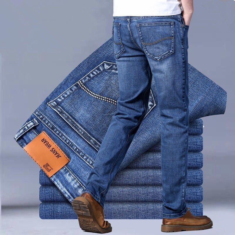 2024 Spring New Jeans Loose Size Straight Stretch Casual Trend Business Slim Fit Men's Pants_voghion.com