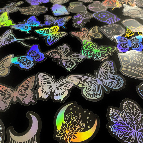 Holographic Stickers200 transparent PET creative diy retro laser account sticker pack
