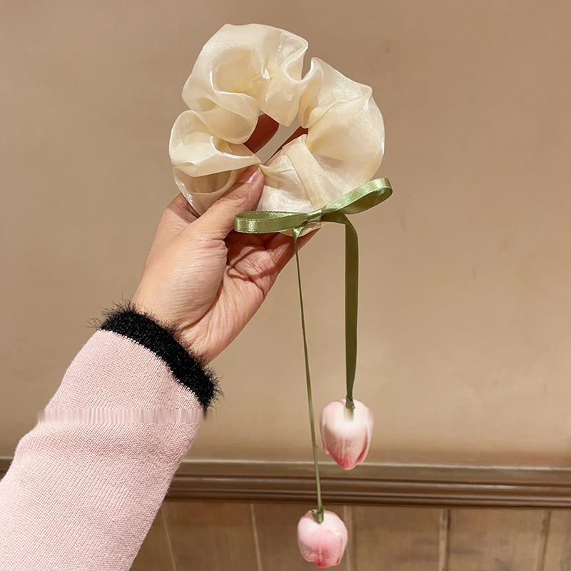 A principios de primavera flores exquisitas lingüetas anillo de cabello chicas salen 2024 nuevo tocado de cabello de correa de cabello