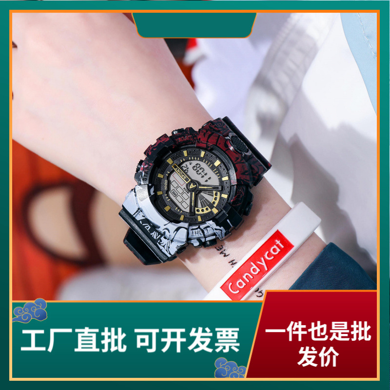 Fábrica al por mayor de una pieza reloj electrónico estudiantes masculinos y femeninos moda luminosa alarma Deportes niños reloj electrónico comercio exterior