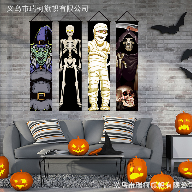 欧米の越境した新型のハロウィンの家庭の装飾の組み合わせは対聯の鬼節のパーティーの配置に対して写真の旗を撮影して旗を掲げます。|undefined
