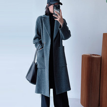 美国vinc休闲毛呢外套高级感西装式长款双面羊毛毛呢大衣秋冬