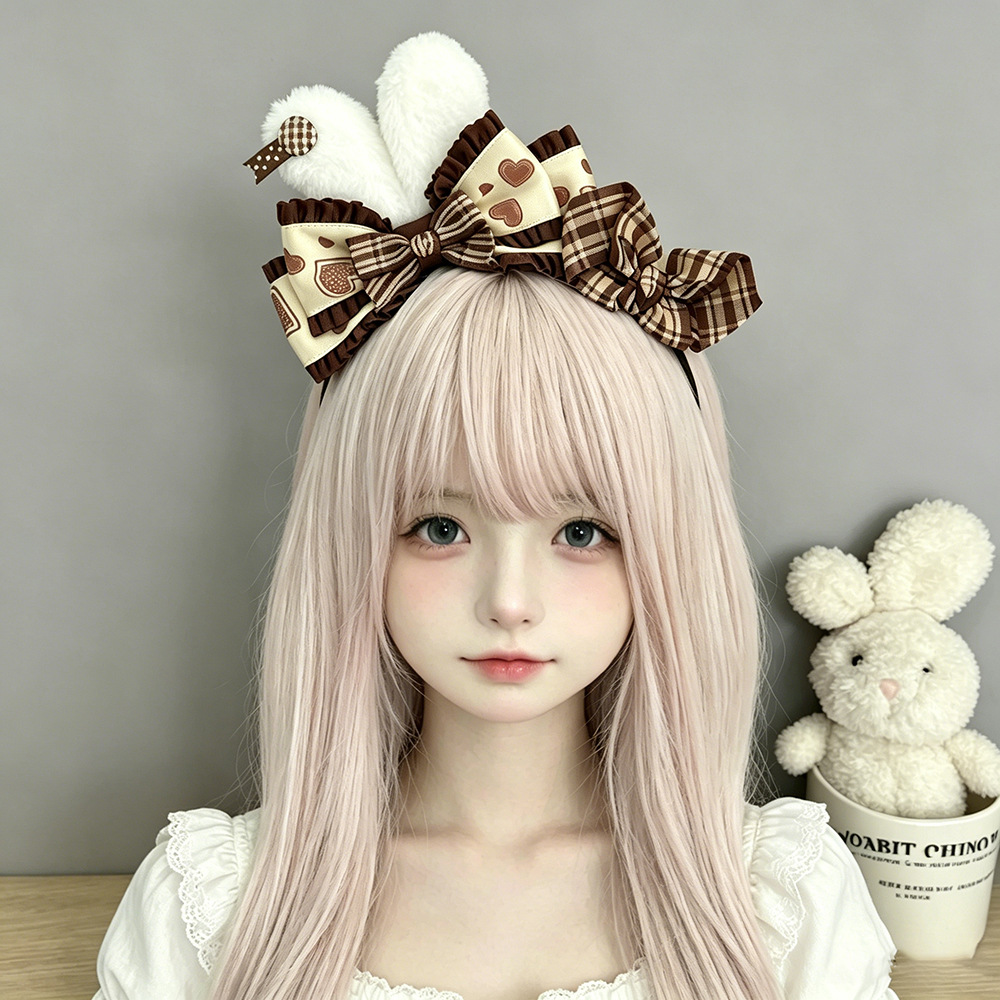 Dos dimensiones Lolita correa de cabello chica gato oreja clip de cabello cómic cosplay Lolita criada correa de cabello
