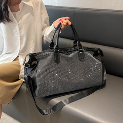 Large capacity travel bag women's casual Korean style handbag sequined diamond sports fitness bag crossbody travel luggage bag