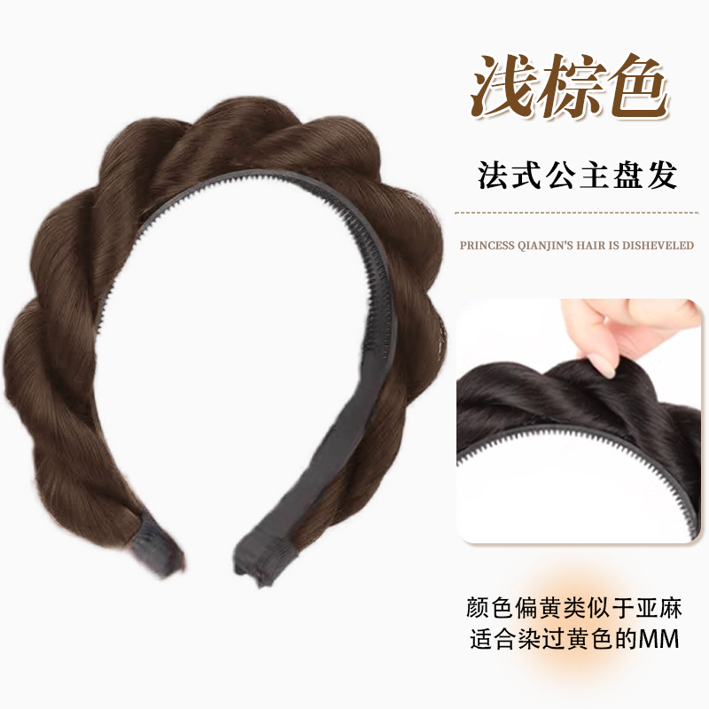 Perruca de cabello de la princesa de oro de la cabeza de las mujeres, la red de rojo aumenta la parte superior del cráneo trenzado, trenzado, perruca antigua