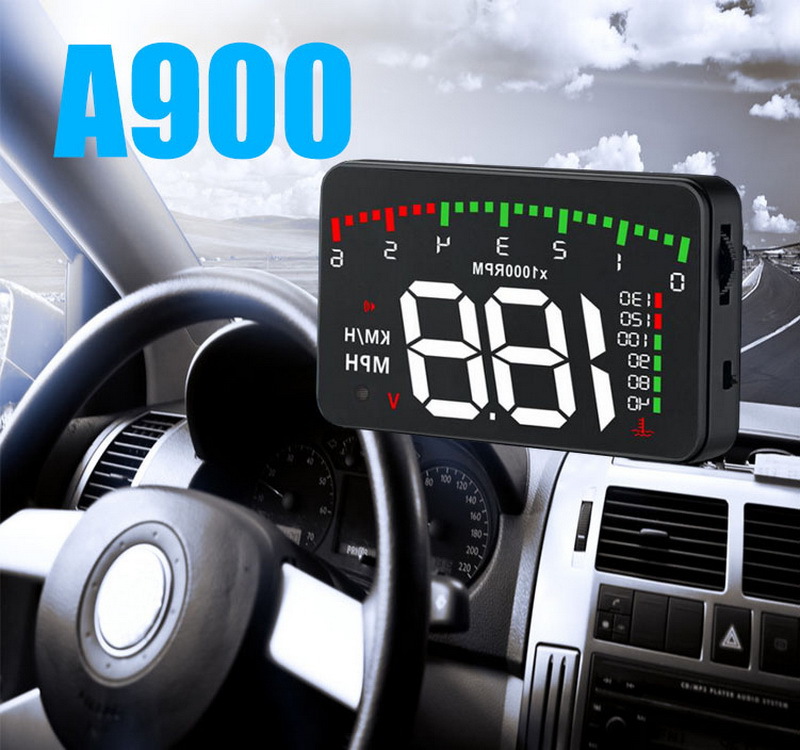 Hud Car Head-Up Display Displays Speed, Rpm, Water Temperature, and Voltage with 4 Practical Functions A900 Cross-Border